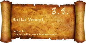 Balta Vencel névjegykártya